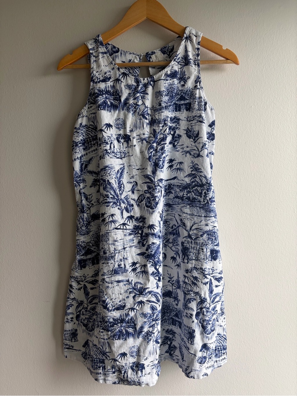 Joie White Mini Dress with Navy Scenic Print